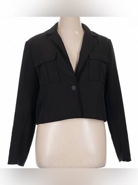 Bailey 44 Black Cropped Single-Button Blazer